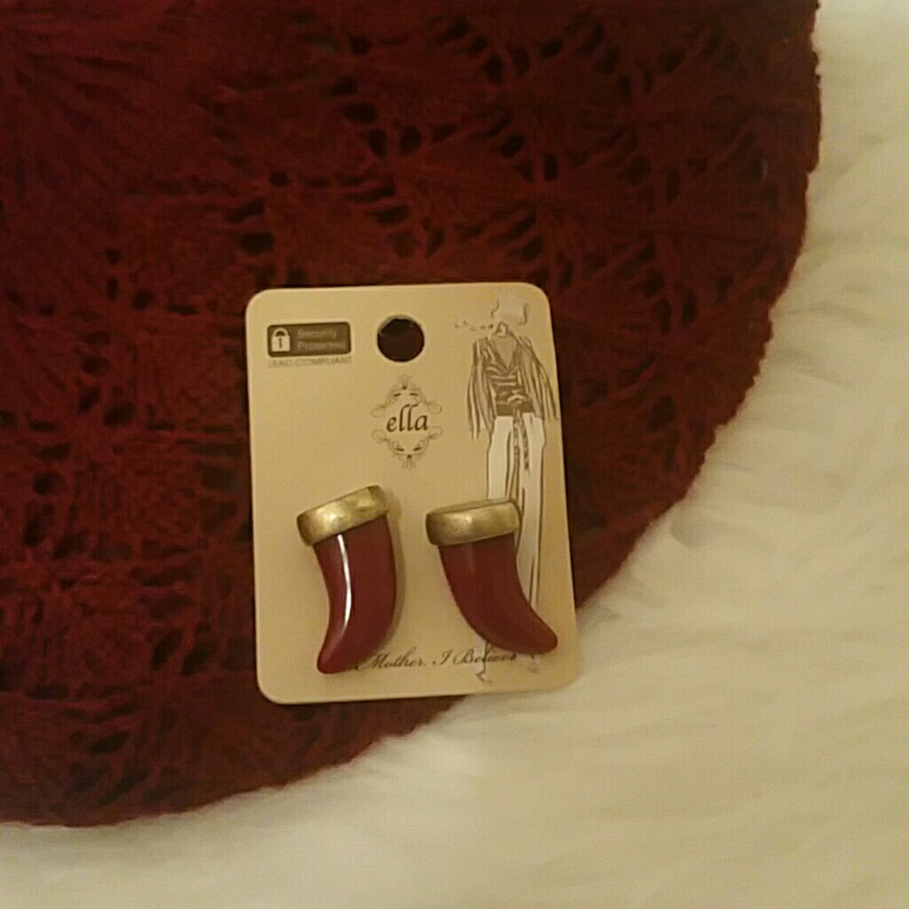 OXBLOOD "BULL'S HORN" EARRINGS